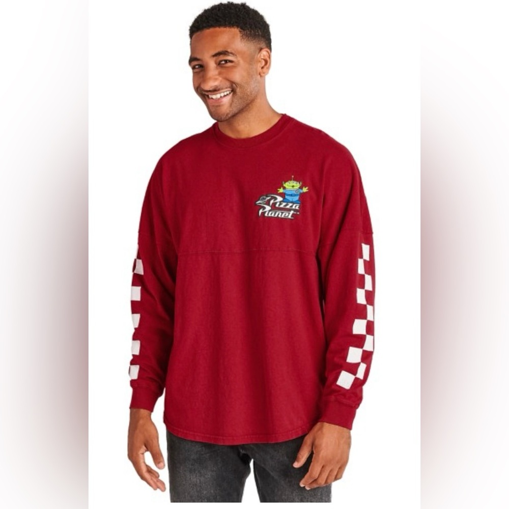 Disney Spirt Jersey Toy Story Pizza Planet Red Long Sleeve Shirt